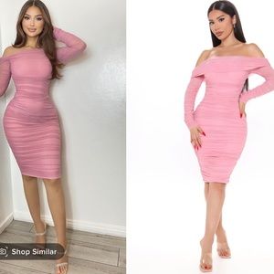 Fashion Nova Pink Ruched Dress